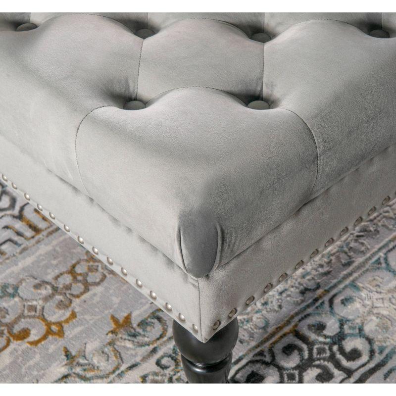 Kelly Clarkson Home Landis 35" Nailhead Trim Tufted Upholstered Ottoman