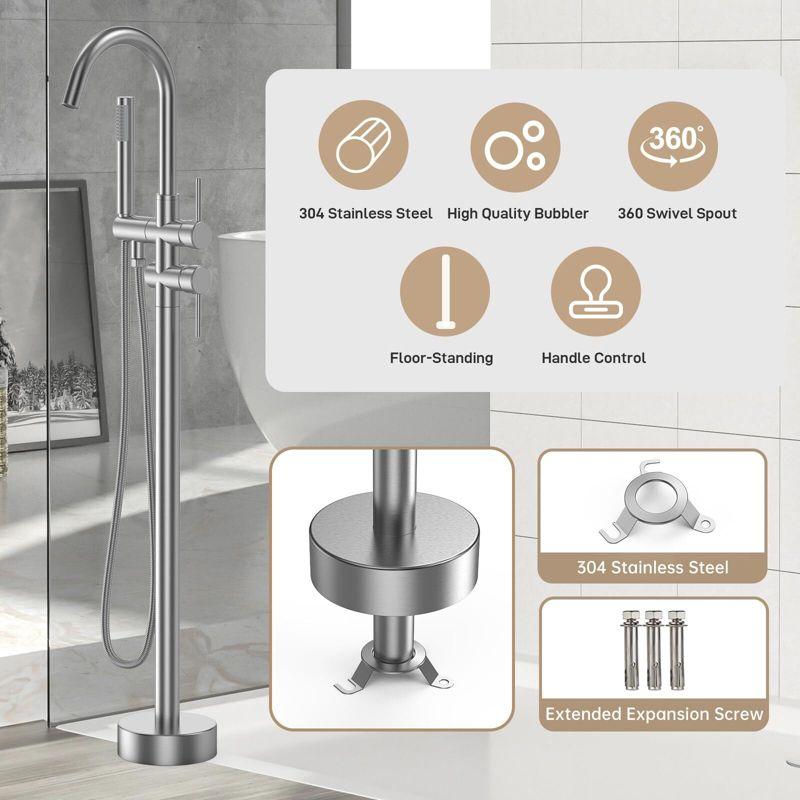 babevy Freestanding Bathtub Faucet Floor Mount Tub Filler | Wayfair
