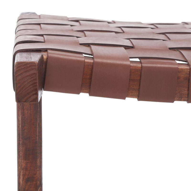 Abreu Rectangle Counter Stool - Cognac/Walnut - Safavieh