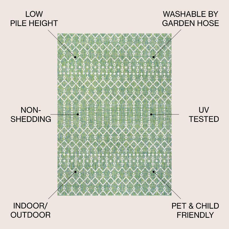 9' x 12' Ourika Moroccan Geometric Textured Weave Indoor/Outdoor Area Rug, Green/Cream - JONATHAN Y