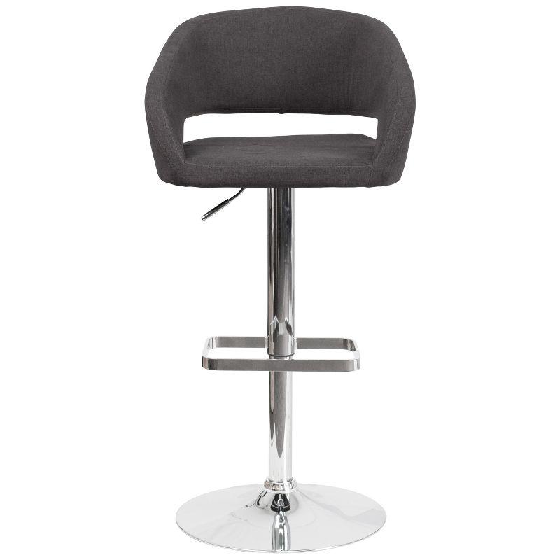 Flash Furniture Contemporary Charcoal Fabric Adjustable Height Barstool with Rounded Mid-Back and Chrome Base