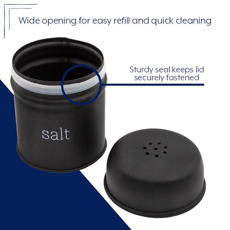 AuldHome Design Black Salt and Pepper Shaker Set; Modern Farmhouse Retro Style Shaker Set