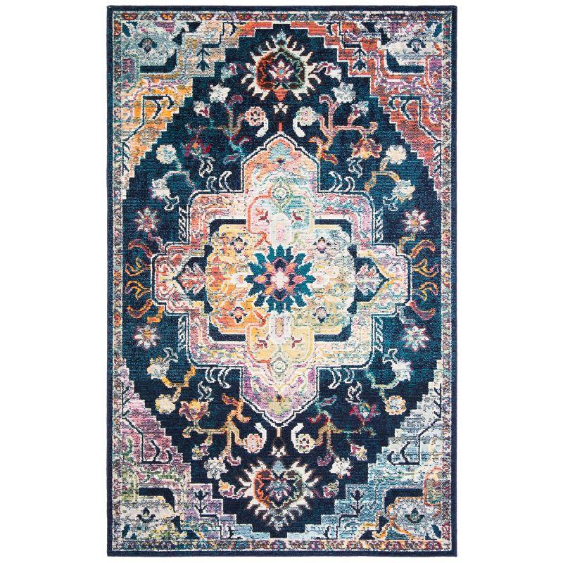 Crystal CRS501 Loomed Indoor Area Rug - Navy/Fuchsia - 6'7"x9'2" - Safavieh