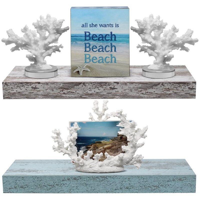 2 Pack 16 Inch Sorbus Coastal Rectangle Floating Shelves - for Home Décor to Display Trophies, Books, Frames, and more (Rustic Blue Gray)