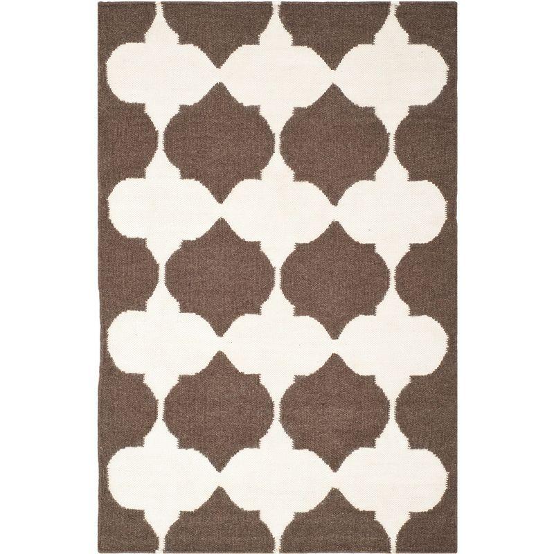 Dhurries DHU624 Hand Woven Accent Rug - Brown/Ivory - 2'6"x4' - Safavieh.