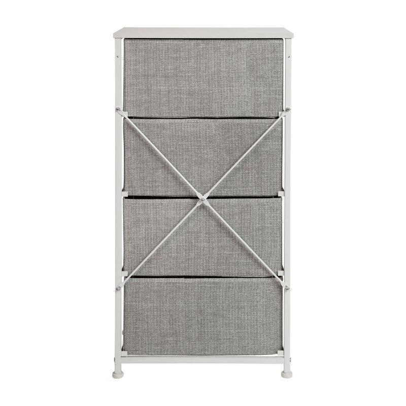 Malone 4 Drawer Vertical Storage Dresser with Wood Top & Fabric Pull Drawers