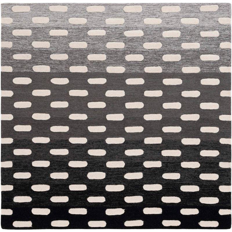 Metro Black and Ivory Hand-Tufted Wool Square Rug