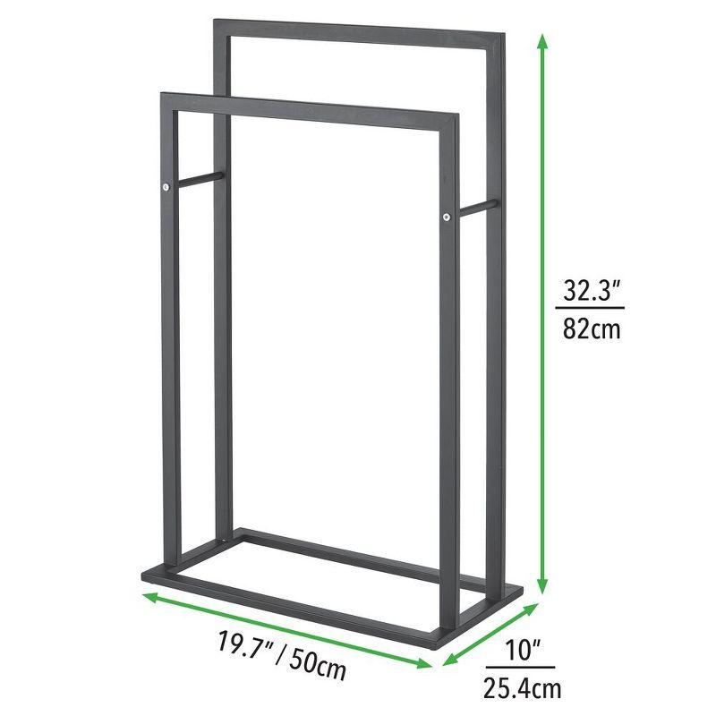 mDesign Metal Tall 2-Tier Free-standing Bathroom Towel Rack