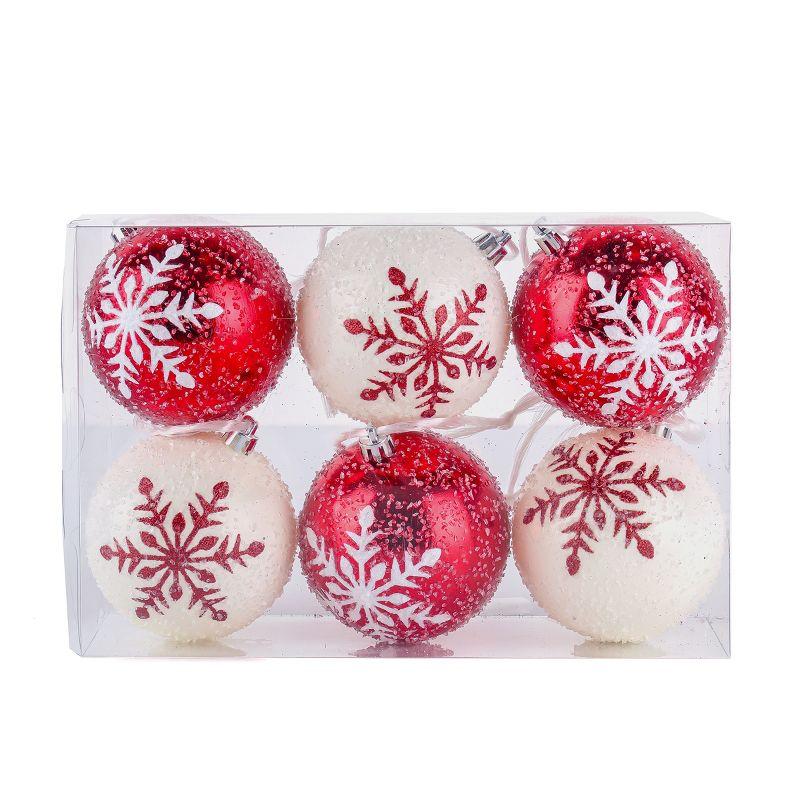 Red and White Shatterproof Snowflake Christmas Ornaments Set