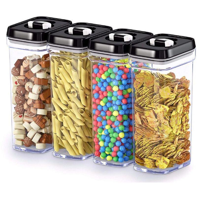 DWËLLZA KITCHEN 4 Piece Set Clear Plastic Airtight Food Storage BPA-Free Containers with Lids Food Containers for Pantry Organization and Storage