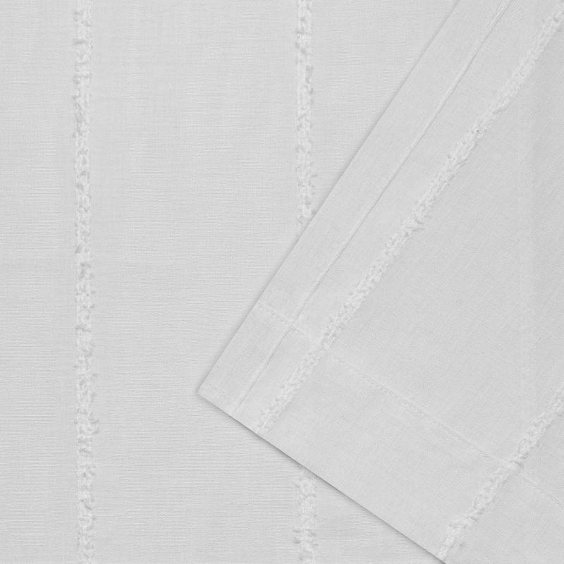 Set of 2 96"x54" Santos Embellished Stripe Sheer Rod Pocket Window Curtain Panel White - Exclusive Home: Mid-Century Modern, 96 Inch