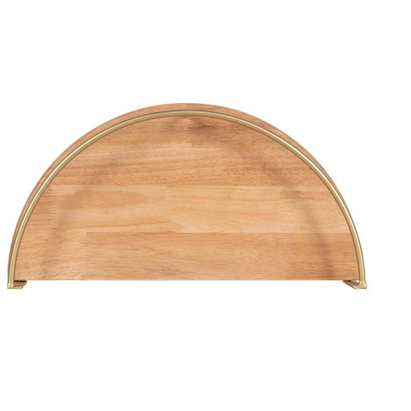 Kate and Laurel Camryn Half Circle Wood Floating Shelf, 2 Piece, Natural and Gold