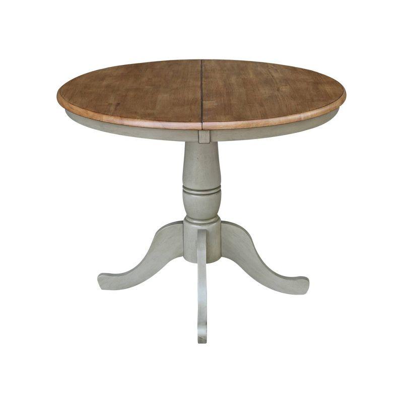 Distressed Hickory and Stone Round Extendable Dining Table