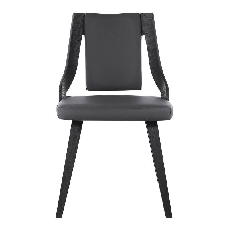 Set of 2 Aniston Faux Leather Wood Dining Chairs Gray/Black - Armen Living