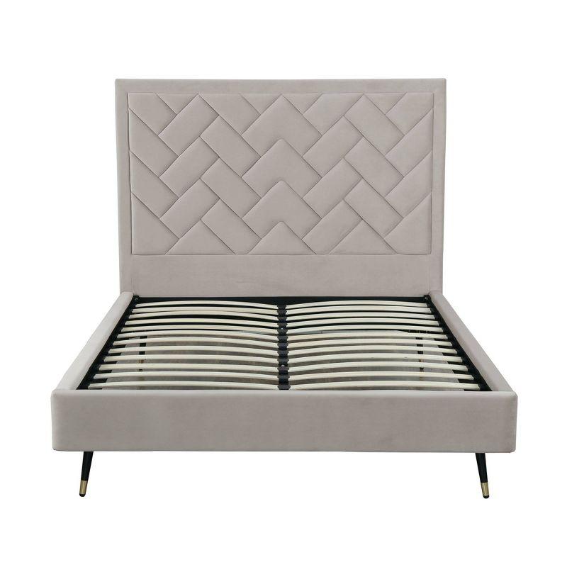 Manhattan Comfort Crosby Modern Velvet Upholstered Bed