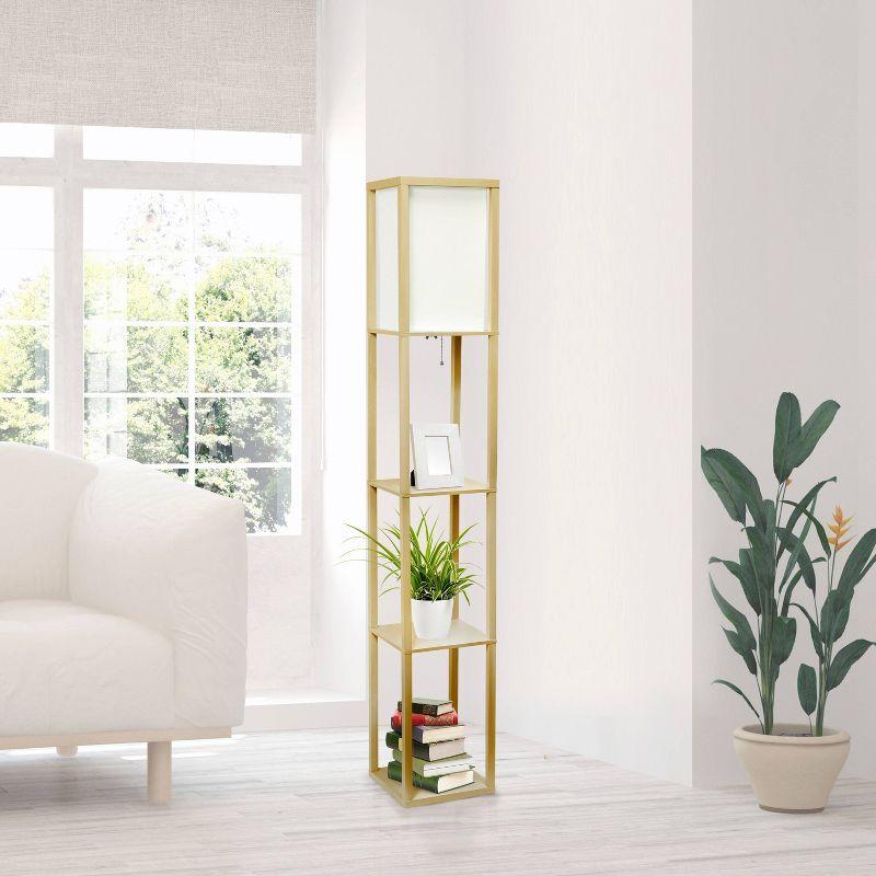 Column Shelf Floor Lamp with Linen Shade - Lalia Home