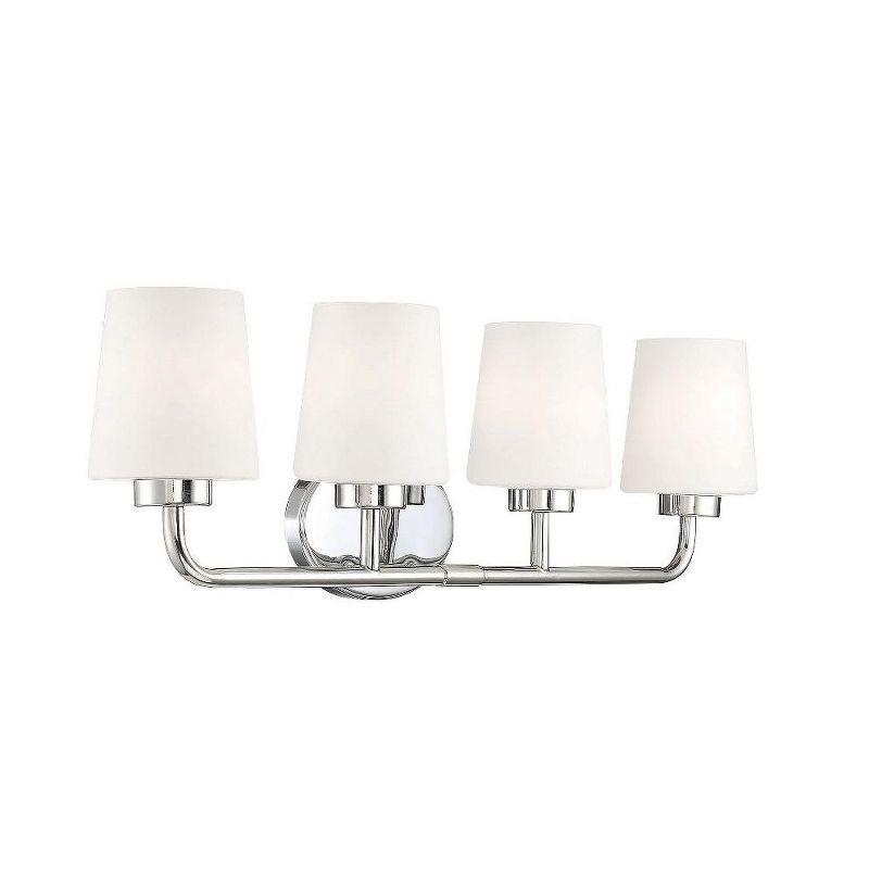 Capra Polished Nickel 4-Light Vanity with White Opal Glass Shades