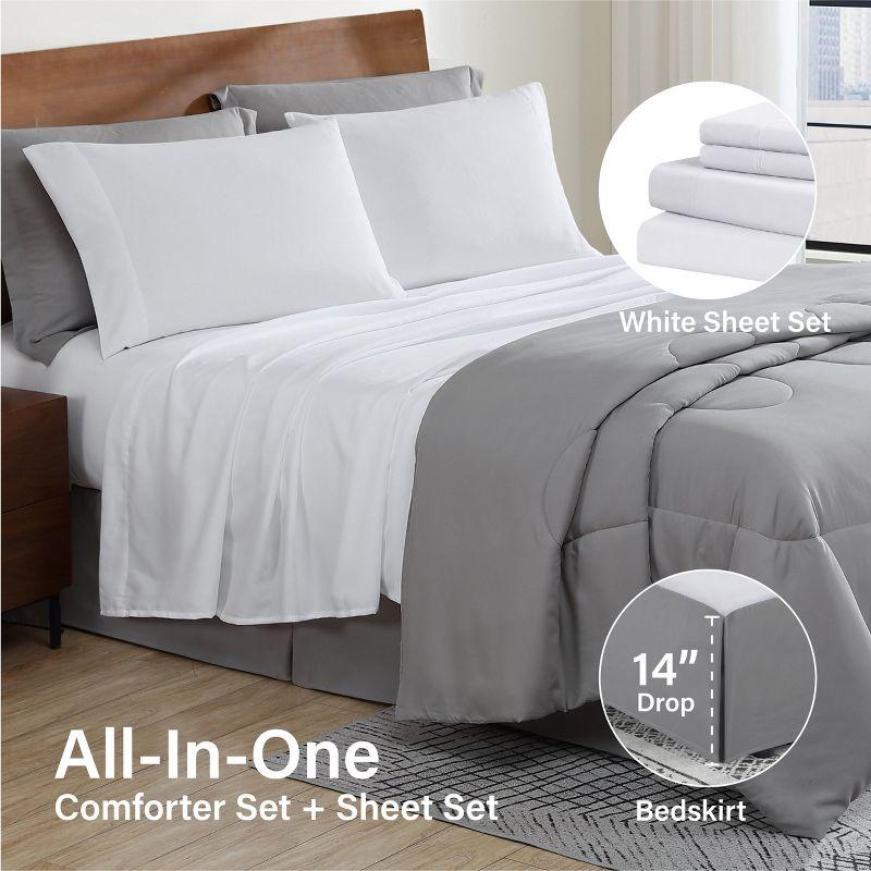 Swift Home | 8-Piece Ultra Soft Solid Bed-In-A-Bag Bedding Set Indigo Full
