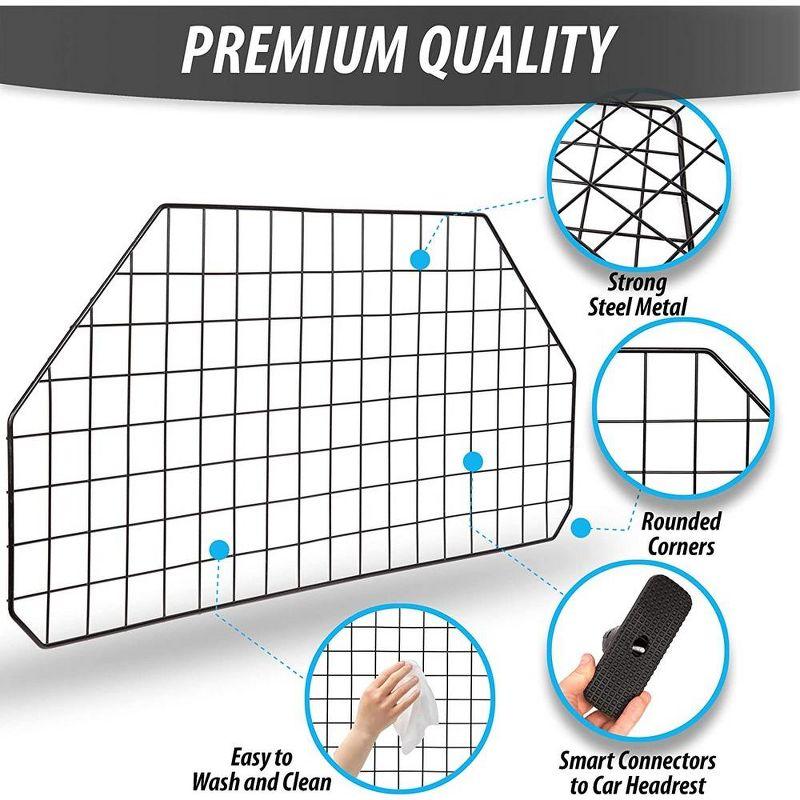 Car Dog Universal Pet Barrier - Zone Tech Premium Quality Black Heavy Duty Coated Wire Adjustable Mounted Headrest Barrier for Pet/Dog Safety