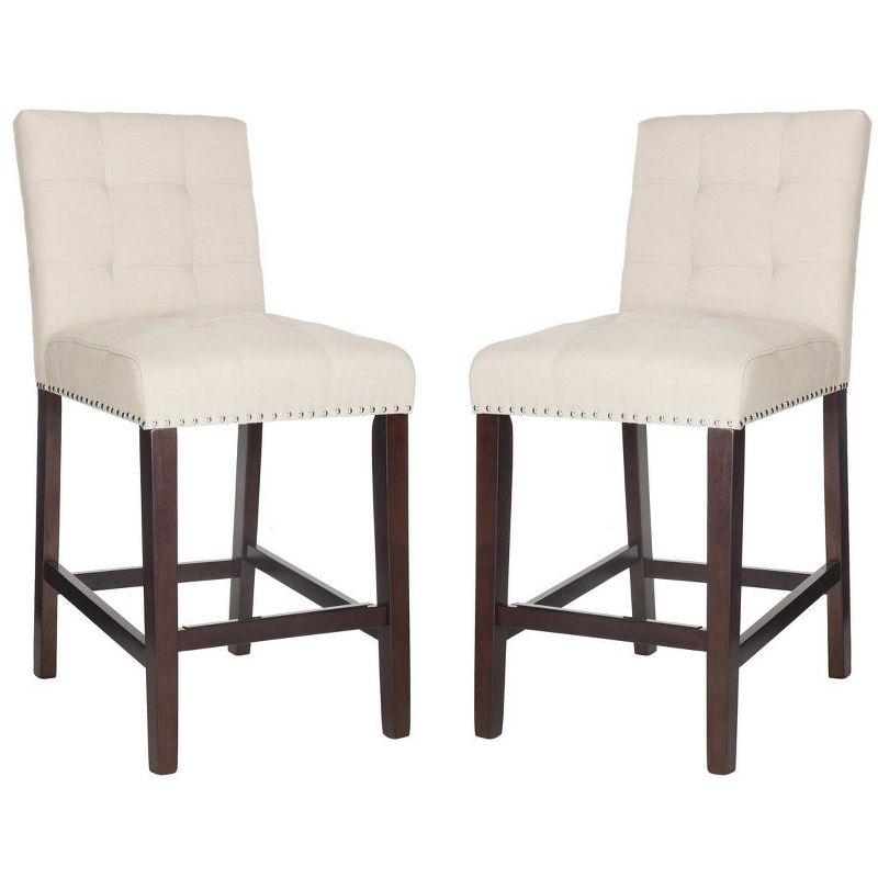 Nikita Counter Stool (Set of 2) - BST6303 - Beige/Espresso - Safavieh