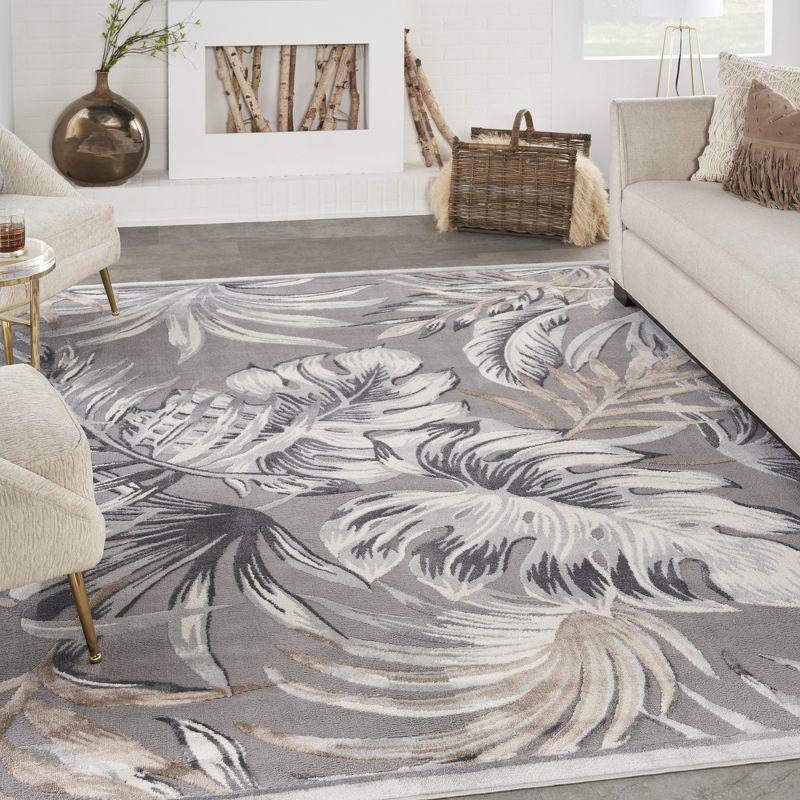 Pompeii Tropical Palms 8' x 10' Gray Synthetic Area Rug