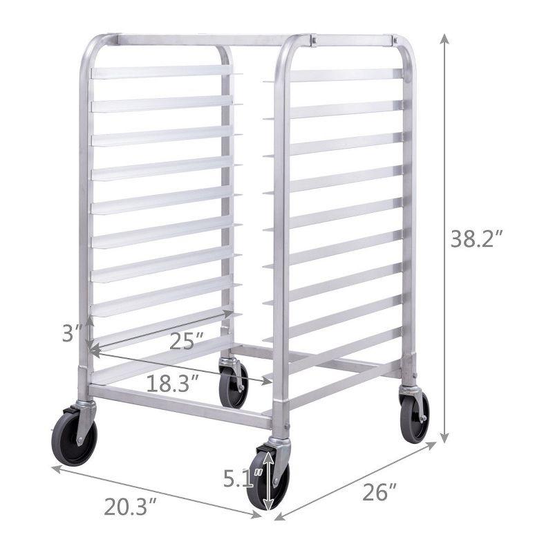 10-Shelf Silver Aluminum Kitchen Bakery Rack with Wheels