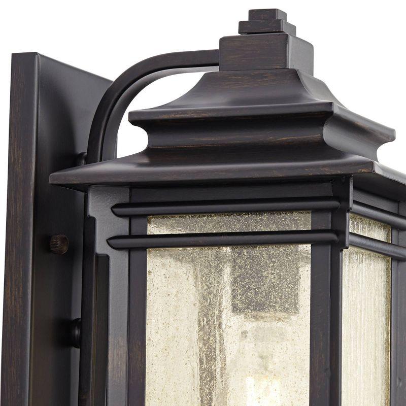 Franklin Iron Works Hickory Point Rustic Farmhouse Outdoor Wall Light Fixture Walnut Bronze 12" Frosted Cream Glass for Post Exterior Barn Deck House