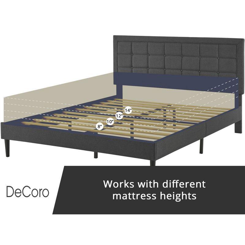 DeCoro Home DeCoro Mornington Upholstered Platform Bed Frame and Headboard