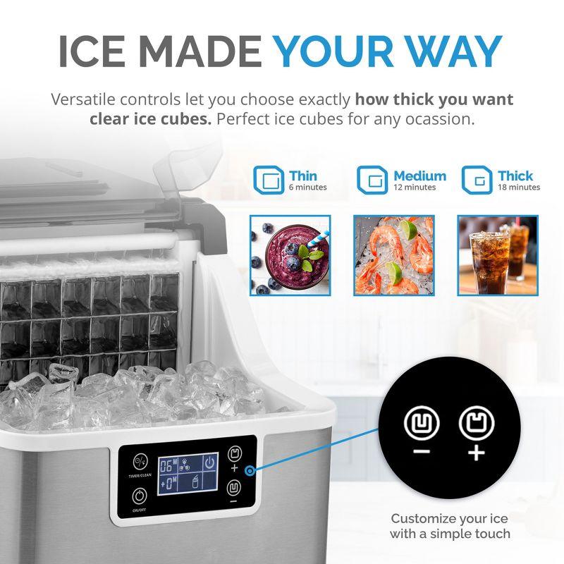 Newair Countertop Clear Ice Maker, 45lbs/Day Ice Cube Machine, Self-Cleaning Function and Custom Ice Thickness, Portable Ice Maker, 24H Timer