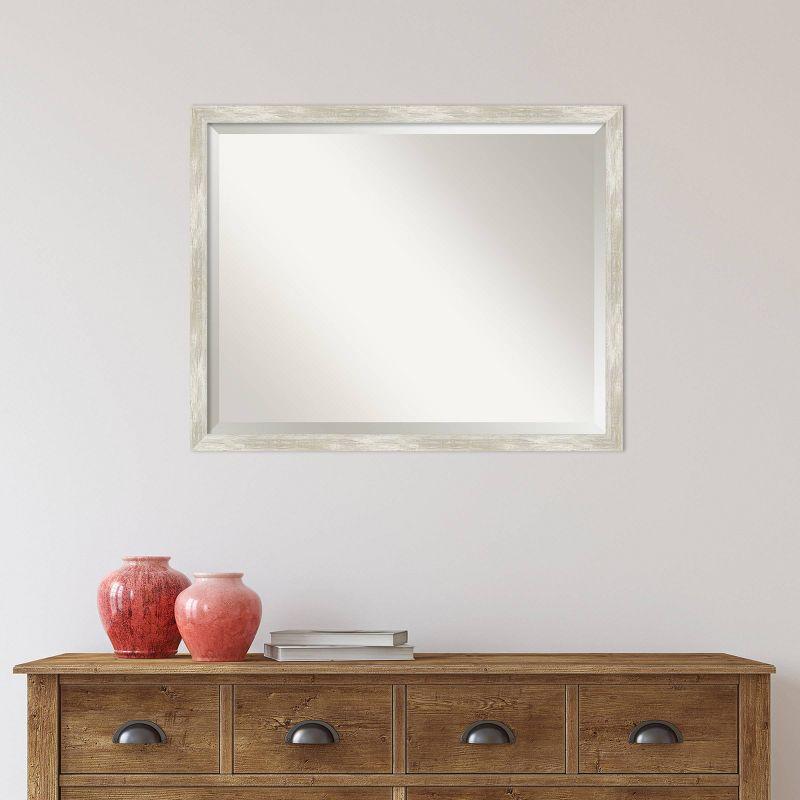 Crackled Metallic Narrow Framed Rectangular Bathroom Vanity Mirror