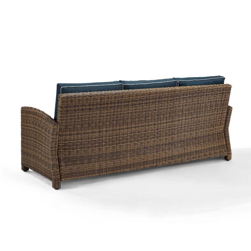 Bradenton Outdoor Wicker Sofa - Navy - Crosley: Steel Frame, Moisture-Resistant, UV-Resistant