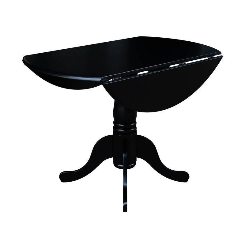 Casual Contemporary 42" Black Round Wood Extendable Dining Table