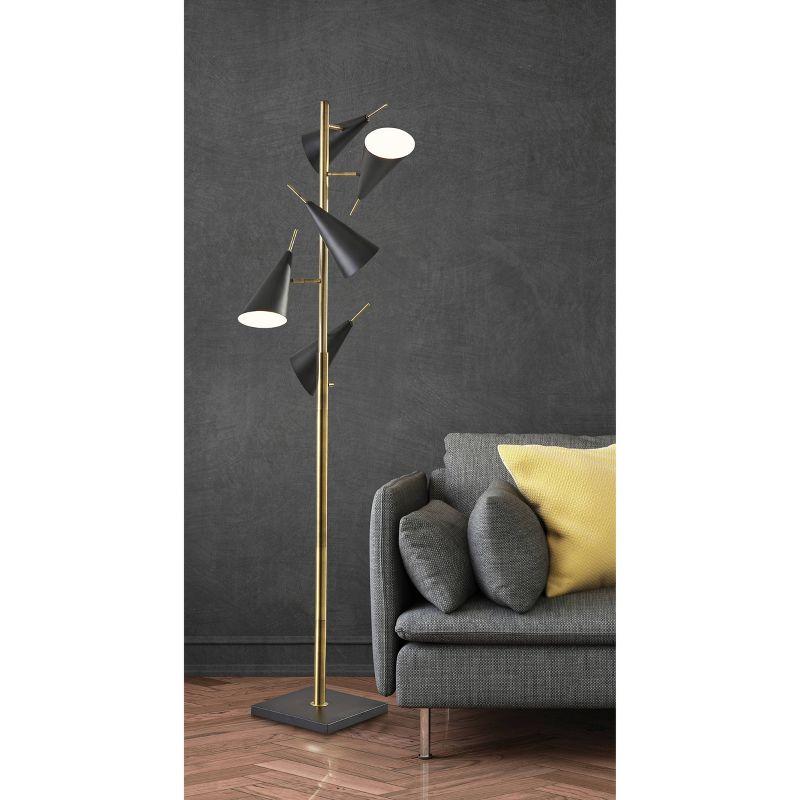 71.5" Owen Tree Lamp Black - Adesso: Adjustable Mid-Century, ETL Listed, Metal Cone Shades