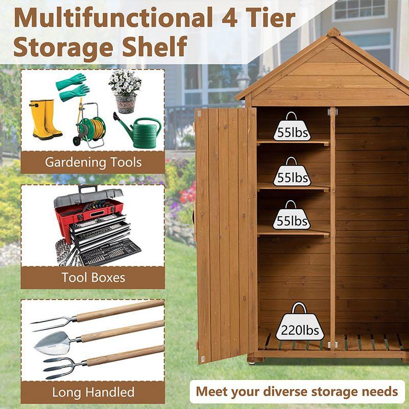 Outdoor Storage Cabinet, Wood Garden Tool Shed, Lockable Garden Shed with Shelves and Latch, Wooden Shed Closet for Lawn Backyard Garden