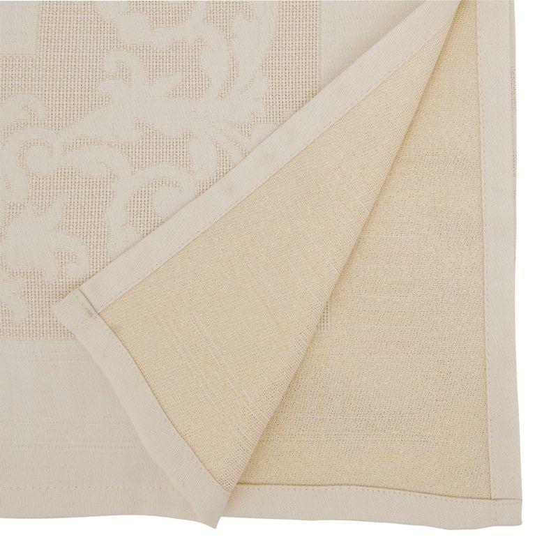 Elegant Ivory Jacquard Floral Square Tablecloth