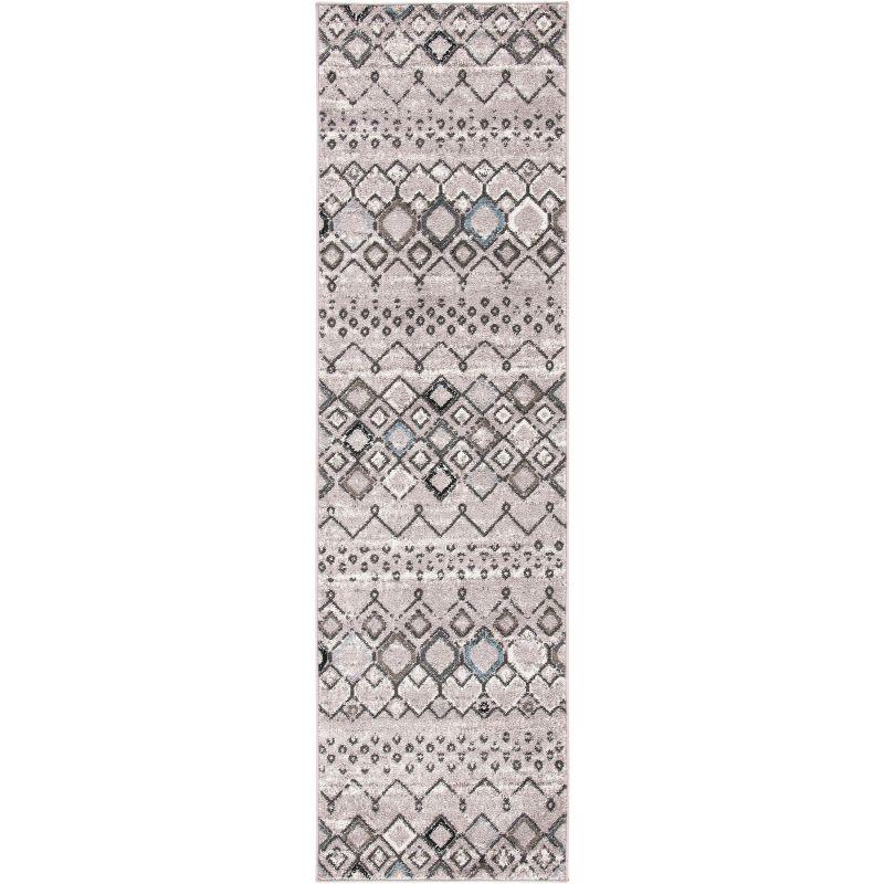 Light Grey & Brown Hand-Knotted Boho Accent Rug - 27" x 4"