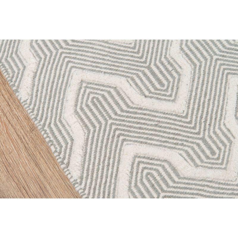 Handmade Geometric Gray Wool Area Rug 5' x 8'