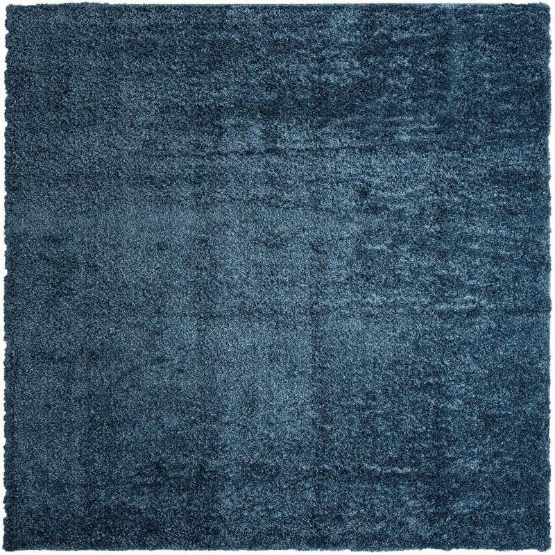 Marine Blue Square Shag Easy Care Area Rug