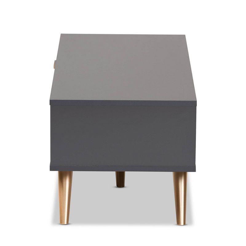 Dark Grey and Gold Wood Coffee Table with Storage Drawer