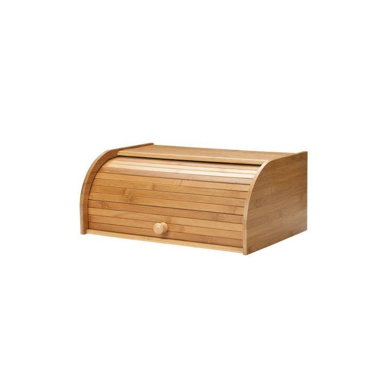 Natural Bamboo Rolltop Bread Box with Knob Handle