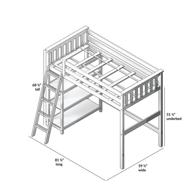 Forbes Twin Pine Loft Bed with Shelves