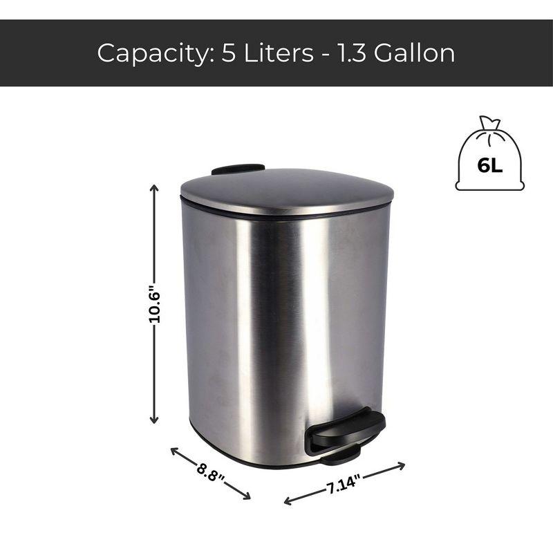 Evideco Mel Metal Step On Trash Can - 1.3 Gallons