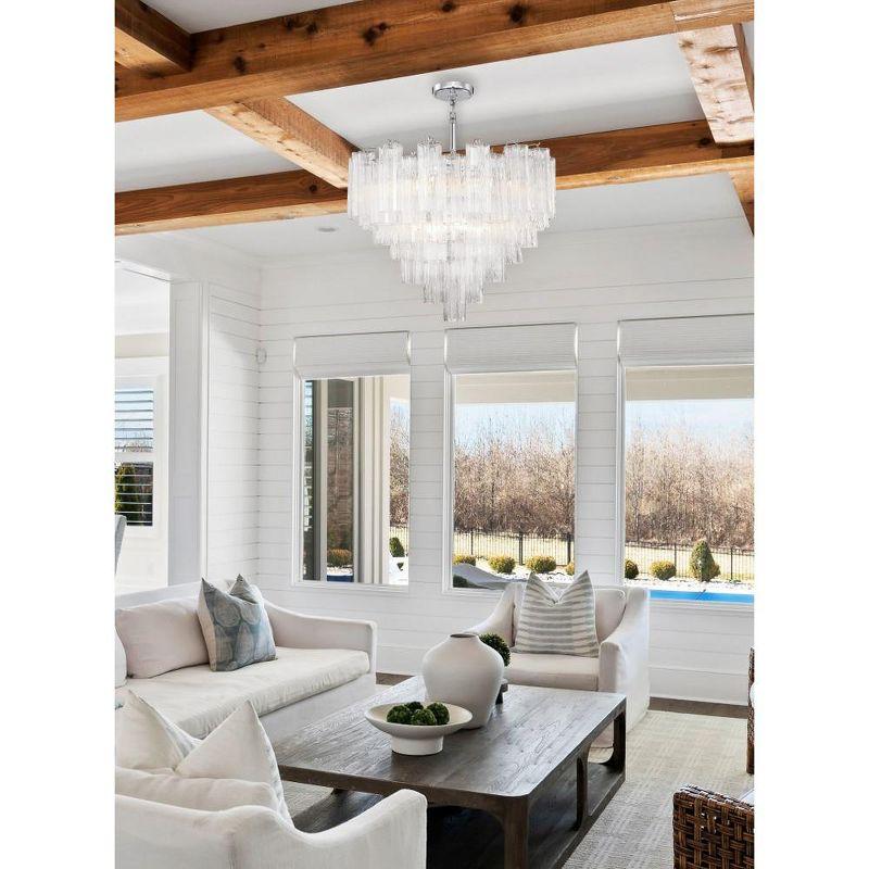 Addis 12-Light Polished Chrome Chandelier with Clear Tronchi Glass