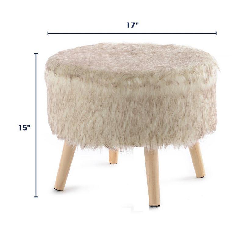 Cheer Collection 17" Round Faux Fur Stool