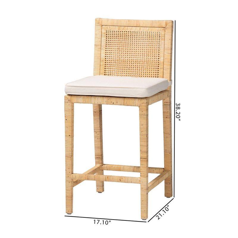 Sofia Wood and Rattan Counter Height Barstool Natural - bali & pari