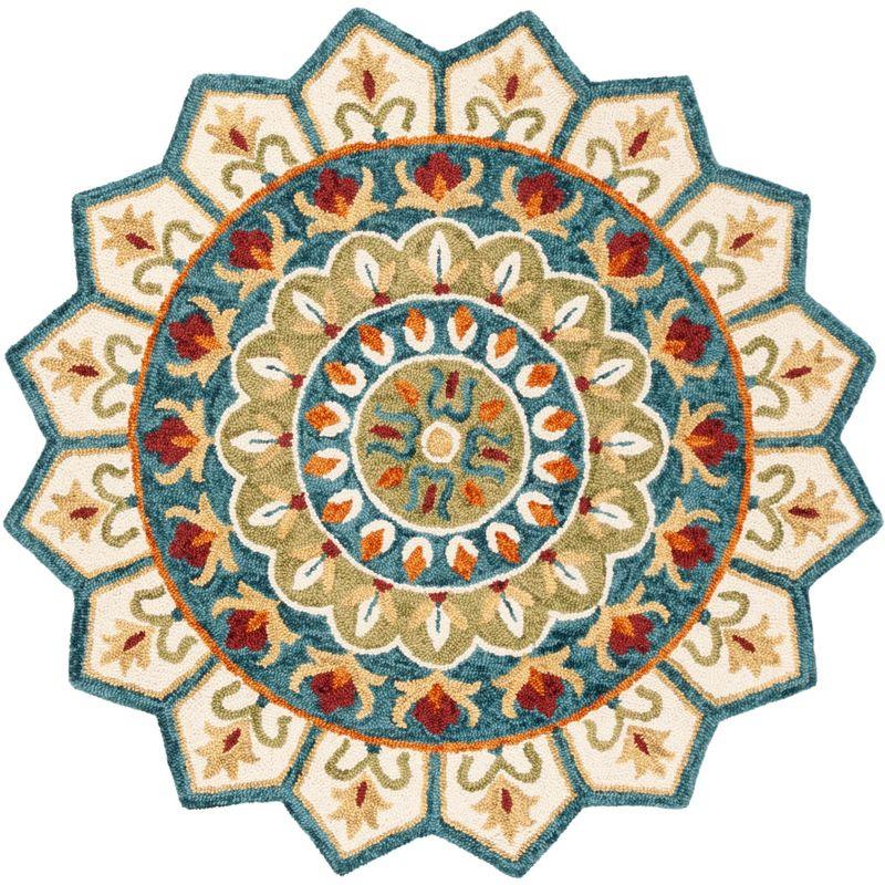 Novelty NOV605 Hand Tufted Area Rug - Ivory/Blue - 5' round - Safavieh.