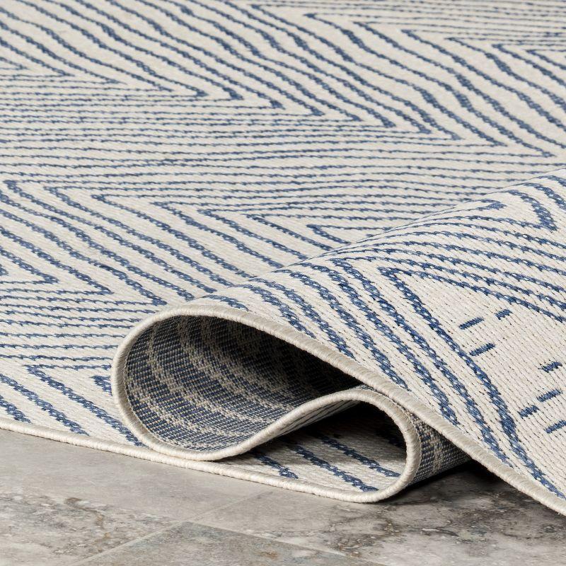 Dunham Abstract Indoor/Outdoor Area Rug for Living Room Patio Deck Front Porch Kitchen, Blue/Ivory