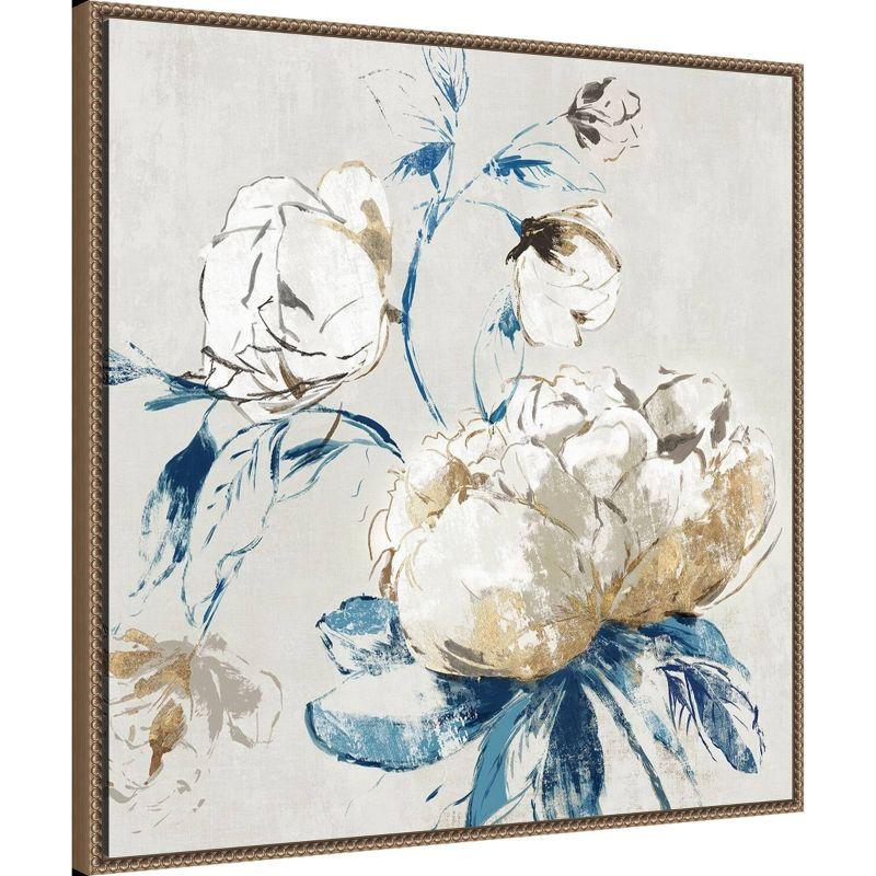 Amanti Art 30"x30" Gold Rosa II by Asia Jensen Framed Canvas Wall Art Print: Modern Botanical Lithograph with Brown Frame