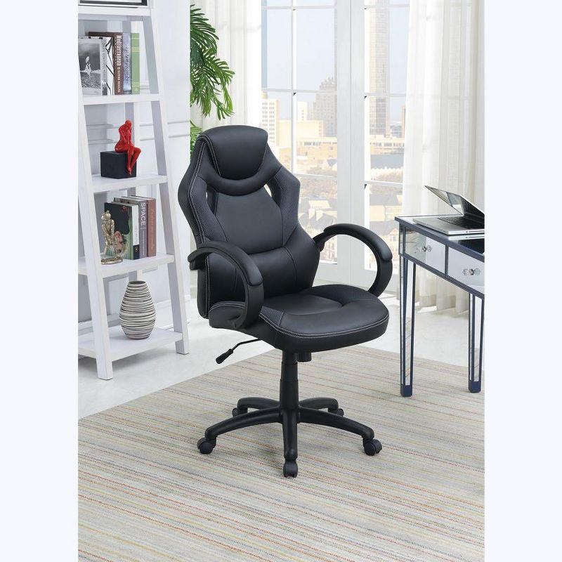 ErgoExec High-Back Black Leather Swivel Executive Chair with Adjustable Arms