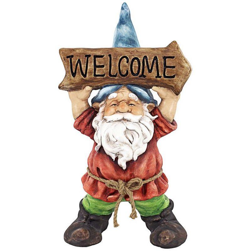 Welcoming Willie Garden Gnome with Welcome Sign